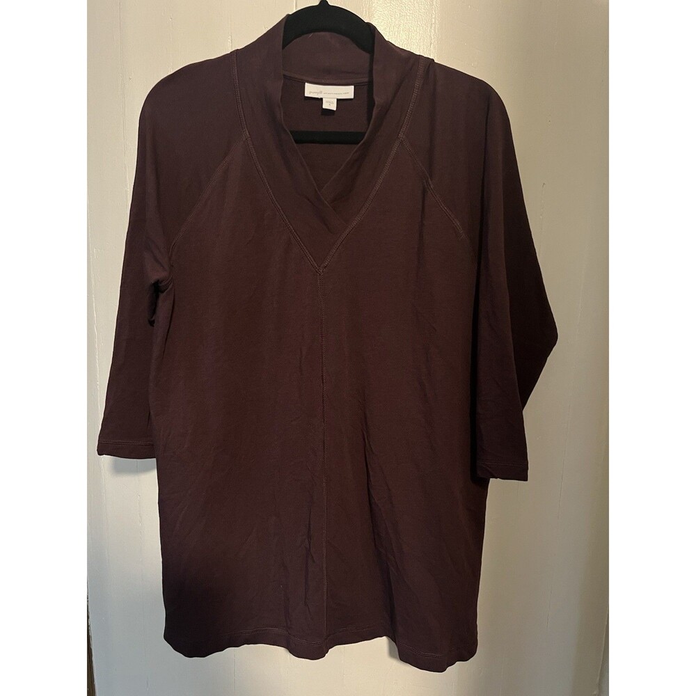 J. Jill Pure Jill Affinity French Terry Tunic Top Medium  V Neck 3/4 Sleeve